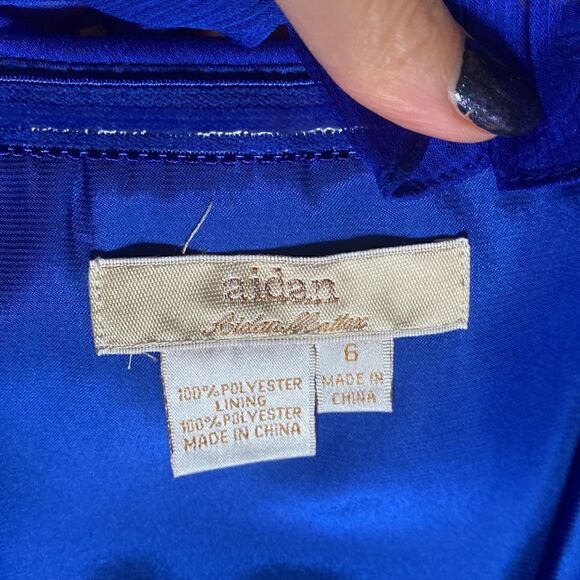 Aidan Mattox Cobalt Blue Fairycore Hi-Low Single Strap Formal Dress/ Gown Size 6 - Picture 7 of 11